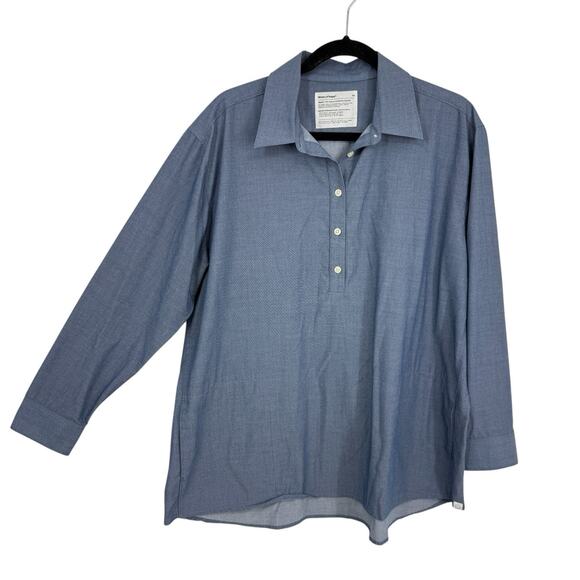 Ministry of Supply size XXL Women 1/4 Button Collared AeroZero Pocket Tunic Blue - Picture 1 of 10